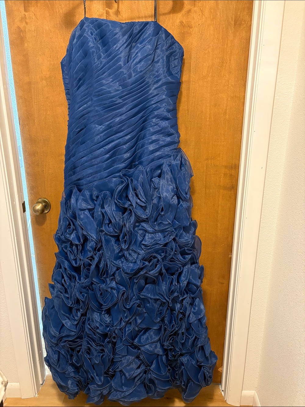 647. Jovani Navy Blue Ruffled Ball Gown